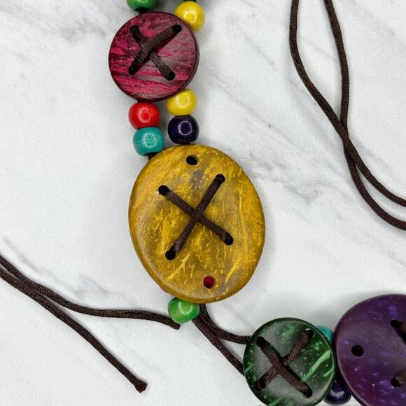 Colorful Coconut Shell Beaded Boho Tie Belt Small (S) ✨ - Picture 10 of 13